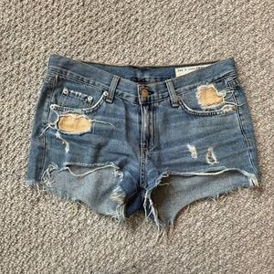 Rag and Bone Blue Jeans Distressed Denim Shorts
